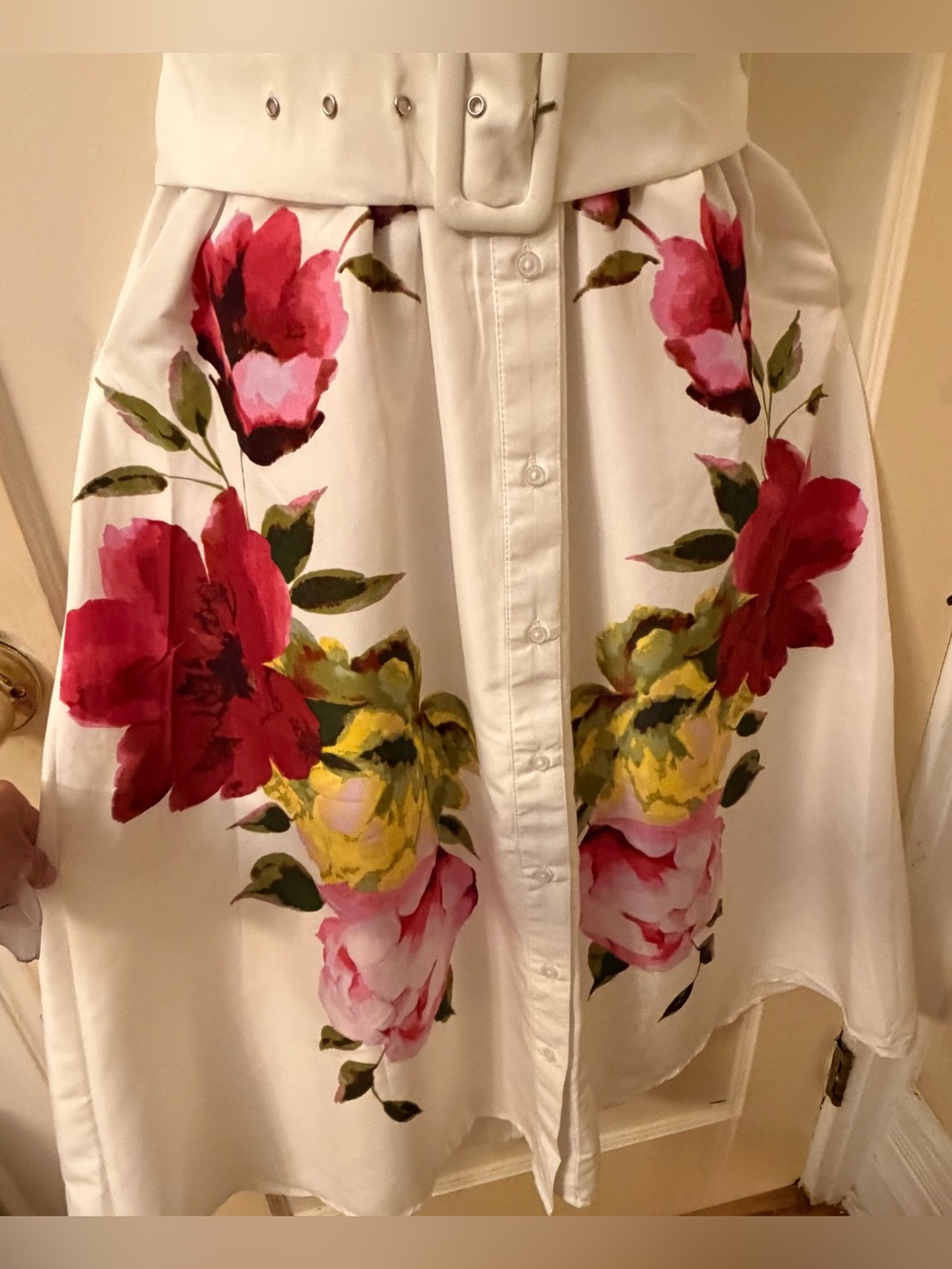 TRULY 4 you White Halter Backless Shirt Dress with Floral Print - Picture 3 of 7